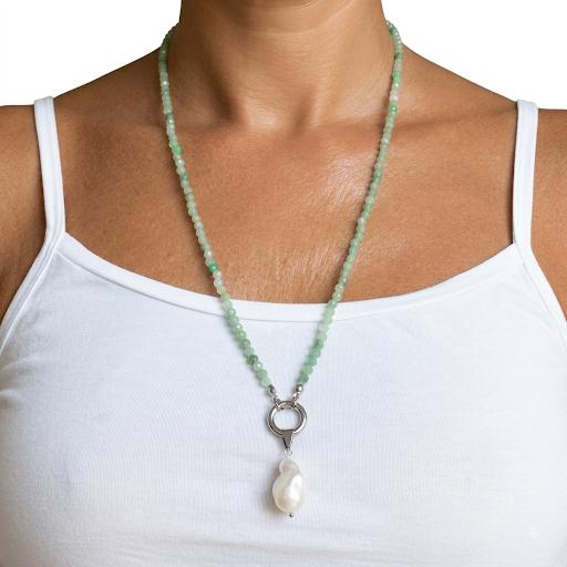 Collana in pietre naturali con moschettone porta ciondoli in acciaio inossidabile "Gemma"