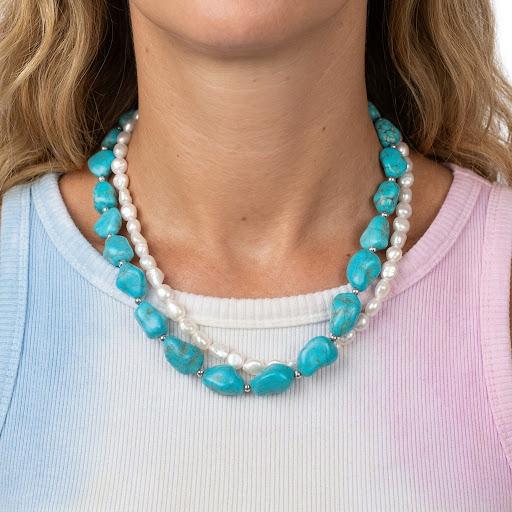 Collana in acciaio inossidabile e turchese "Tulum"