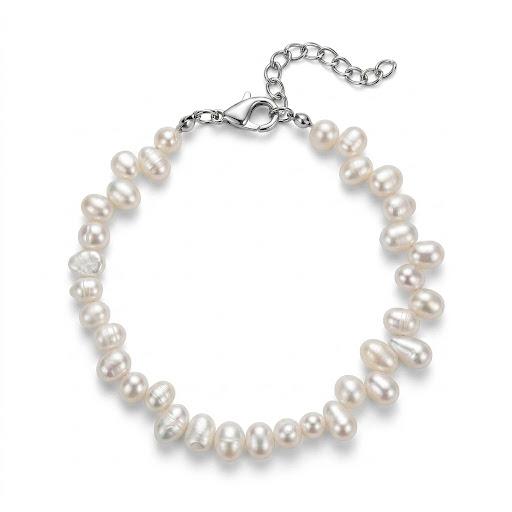 Bracciale in acciaio inossidabile e perle d'acqua dolce "Serafina"