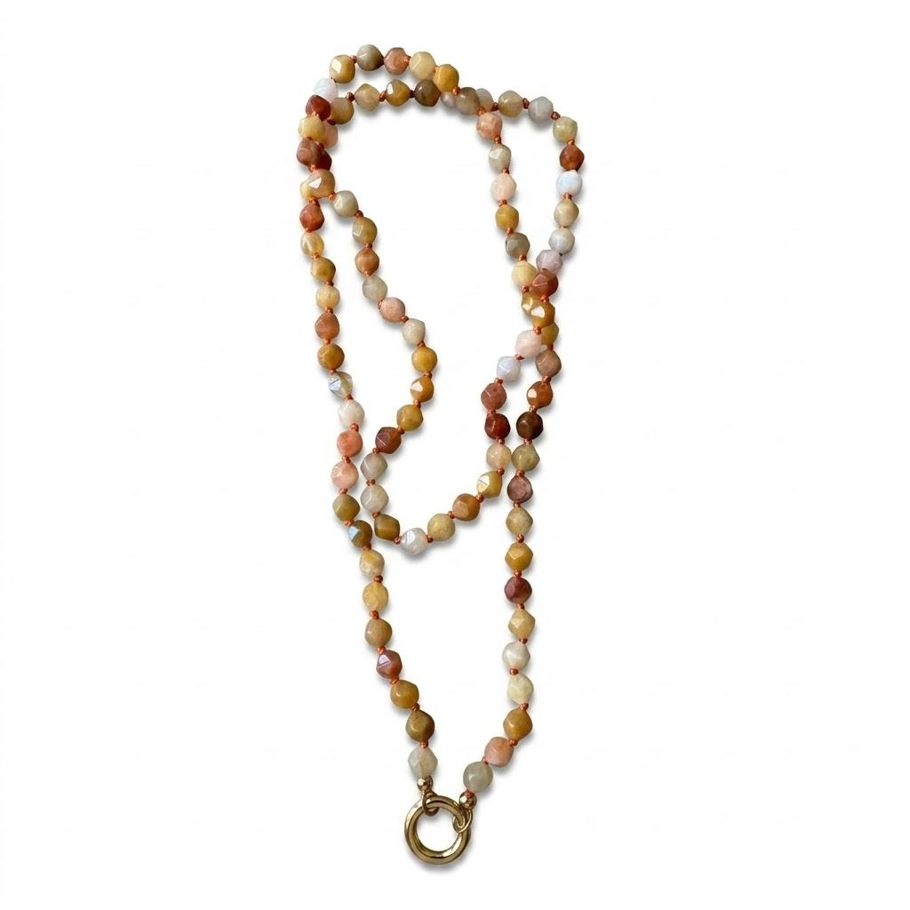 Collana in pietre naturali con moschettone porta ciondoli in acciaio inossidabile "Eos"
