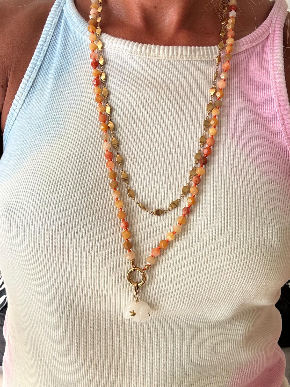 Collana in pietre naturali con moschettone porta ciondoli in acciaio inossidabile "Eos"