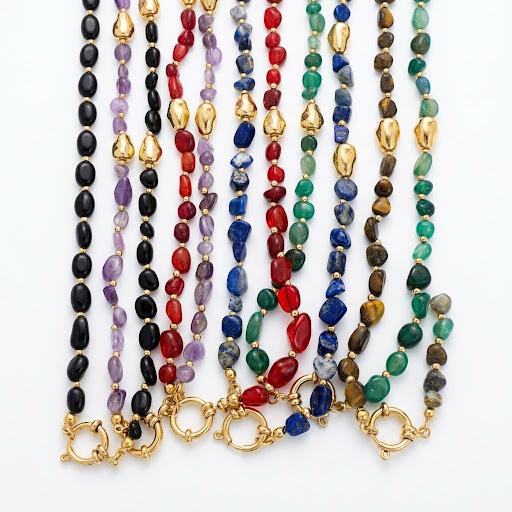 Collana portaciondoli in acciaio inossidabile e pietra dura "Chroma"