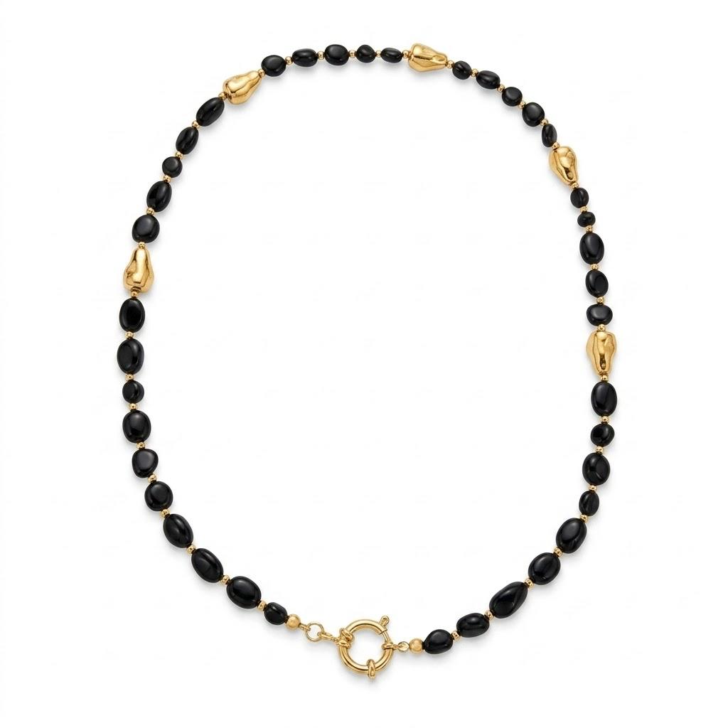 Collana portaciondoli in acciaio inossidabile e pietra dura "Chroma"