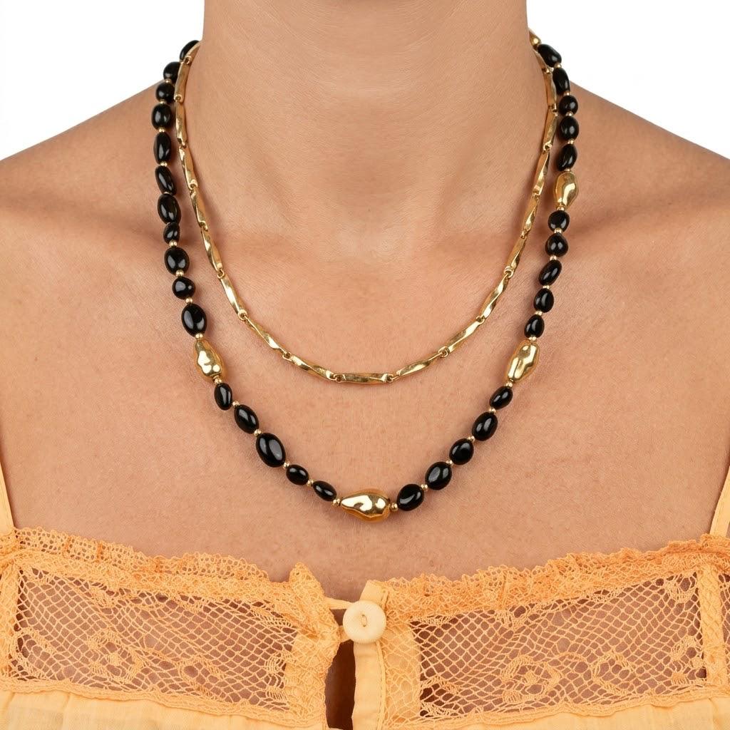 Collana portaciondoli in acciaio inossidabile e pietra dura "Chroma"