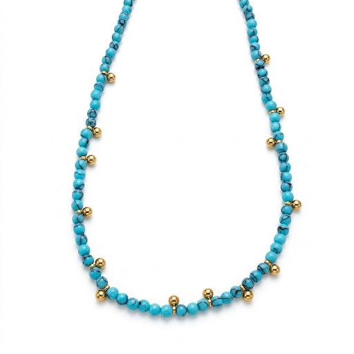 Collana in acciaio inossidabile e turchese "Azzurra"