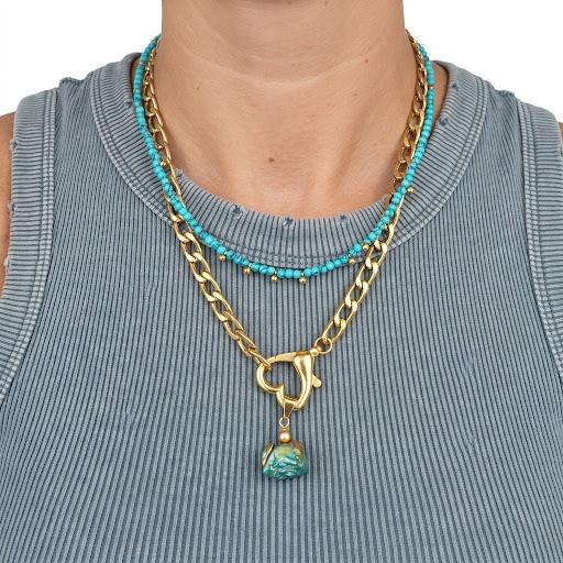 Collana in acciaio inossidabile e turchese "Azzurra"