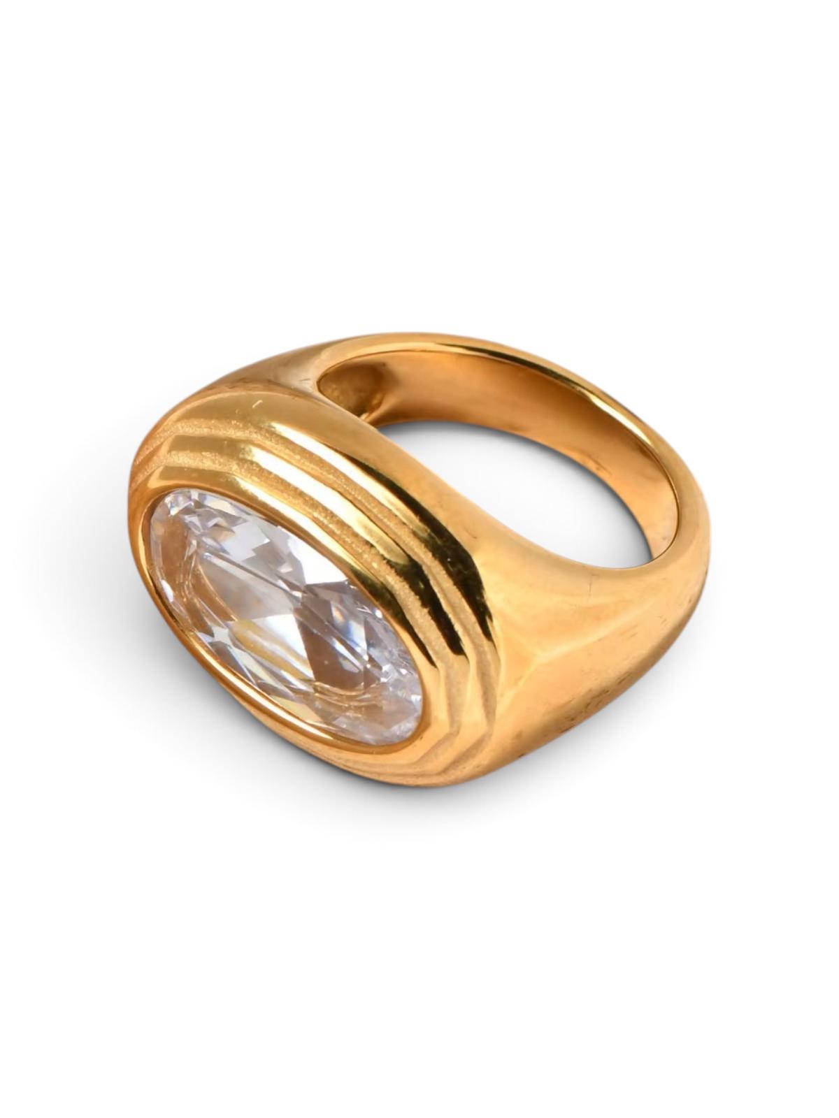 Anello in acciaio inossidabile e zircone waterproof "Queen"