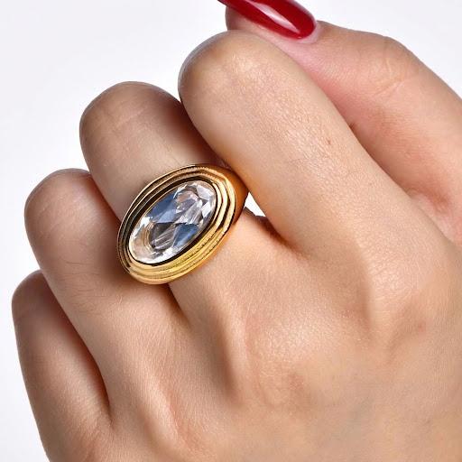 Anello in acciaio inossidabile e zircone waterproof "Queen"