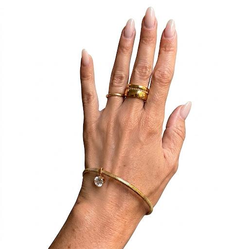 Anello in acciaio inossidabile e zircone waterproof "Leda"
