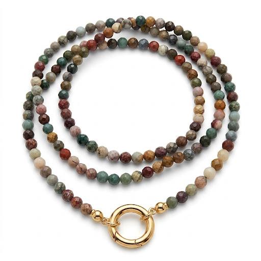 Collana in pietre naturali con moschettone porta ciondoli in acciaio inossidabile "Gemma"