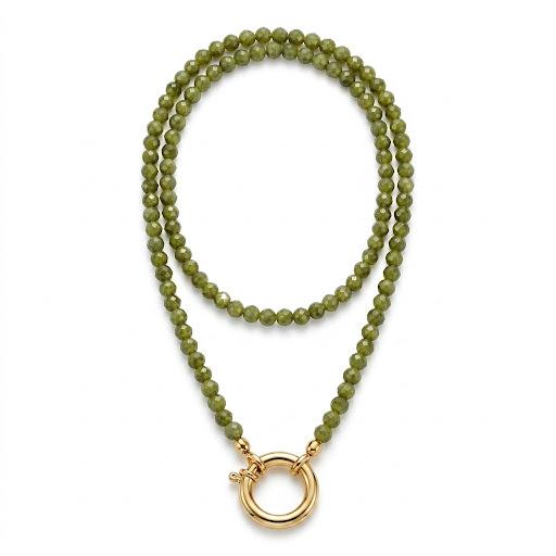 Collana in pietre naturali con moschettone porta ciondoli in acciaio inossidabile "Gemma"