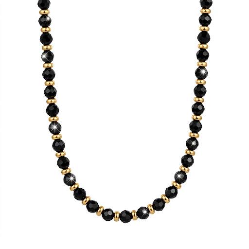Collana in acciaio inossidabile e perline in pietra naturale "Prisma"