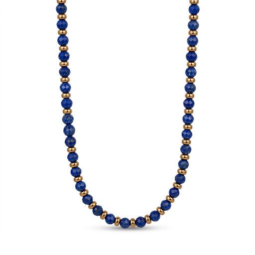 Collana in acciaio inossidabile e perline in pietra naturale "Prisma"
