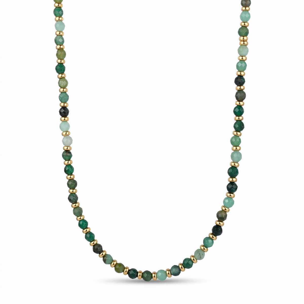 Collana in acciaio inossidabile e perline in pietra naturale "Prisma"