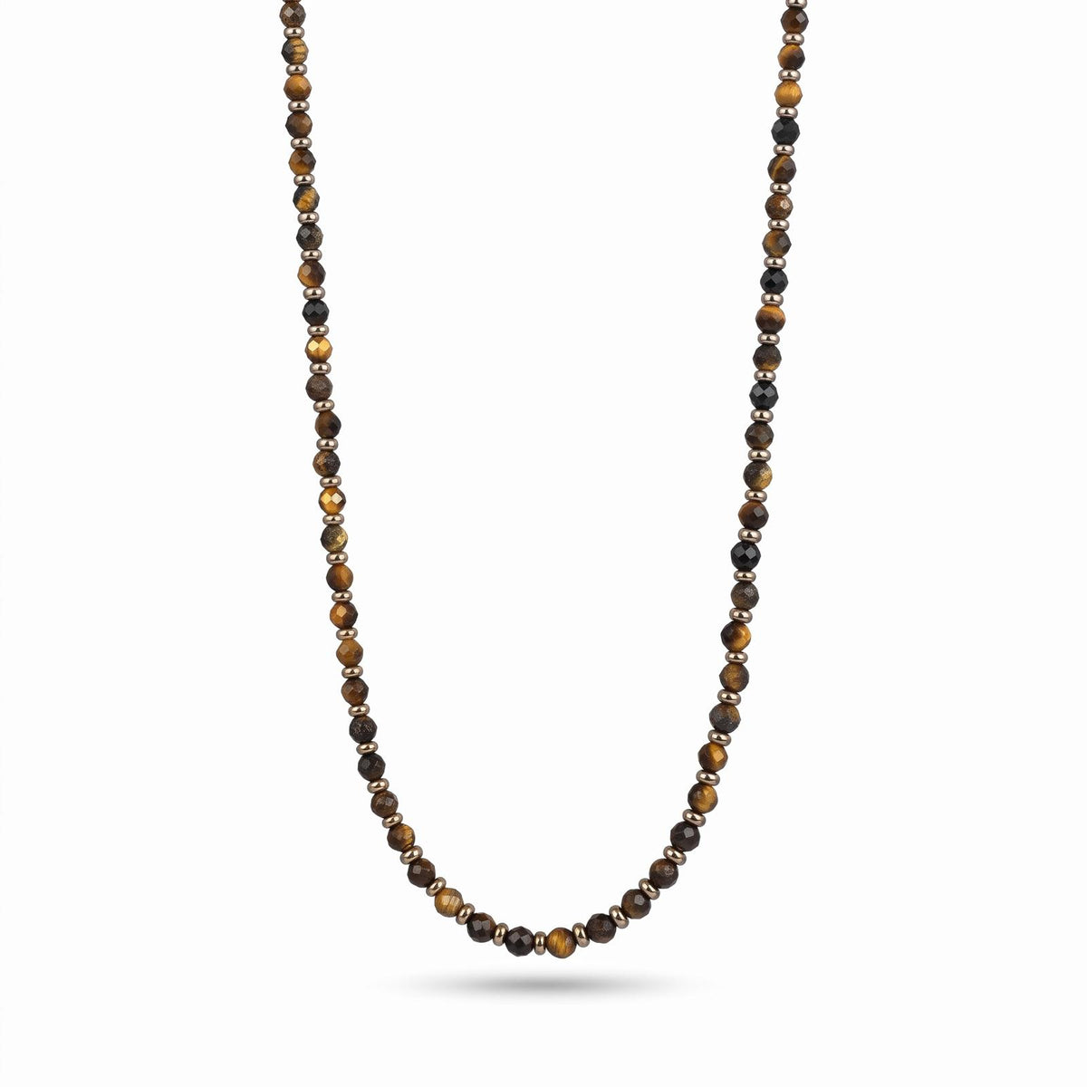 Collana in acciaio inossidabile e perline in pietra naturale "Prisma"
