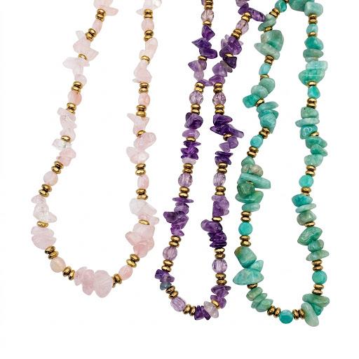 Collana in acciaio inossidabile e perle in pietra naturale "Stone"
