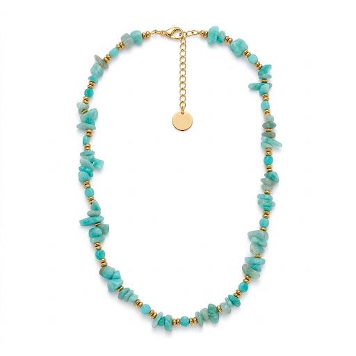 Collana in acciaio inossidabile e perle in pietra naturale "Stone"
