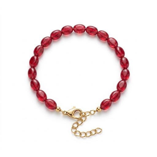Bracciale in acciaio inossidabile e perle in giada rossa "Passion"