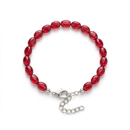 Bracciale in acciaio inossidabile e perle in giada rossa "Passion"