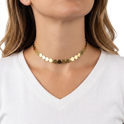 Collana chocker in acciaio inossidabile waterproof "Bottoncino"