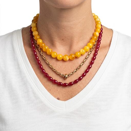 Collana in acciaio inossidabile e perle in pietra naturale "Autunno"