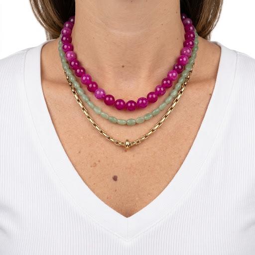 Collana in acciaio inossidabile e perle in pietra naturale "Autunno"