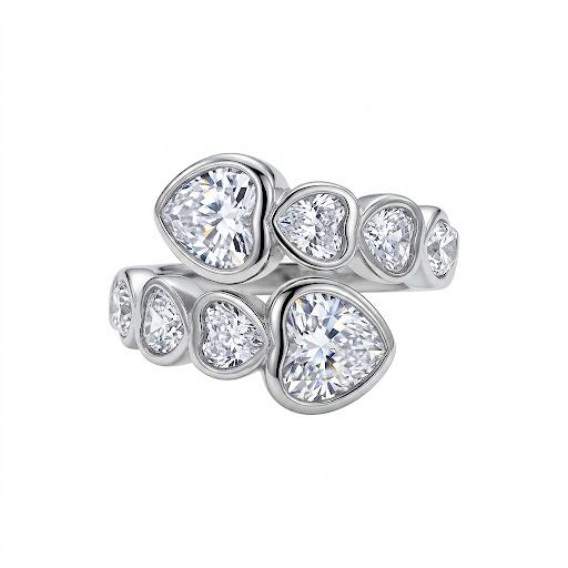 Anello regolabile in acciaio inossidabile e zirconi placcato oro 18K "Sospiro"