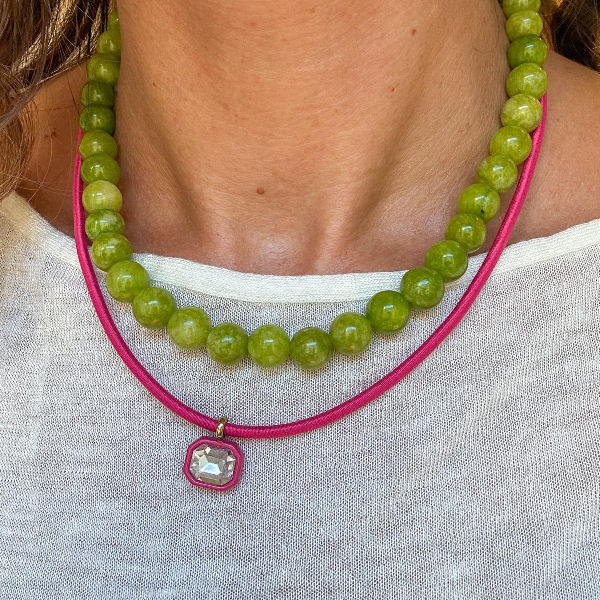 Collana in acciaio inossidabile e cordino eastico "Nebula"