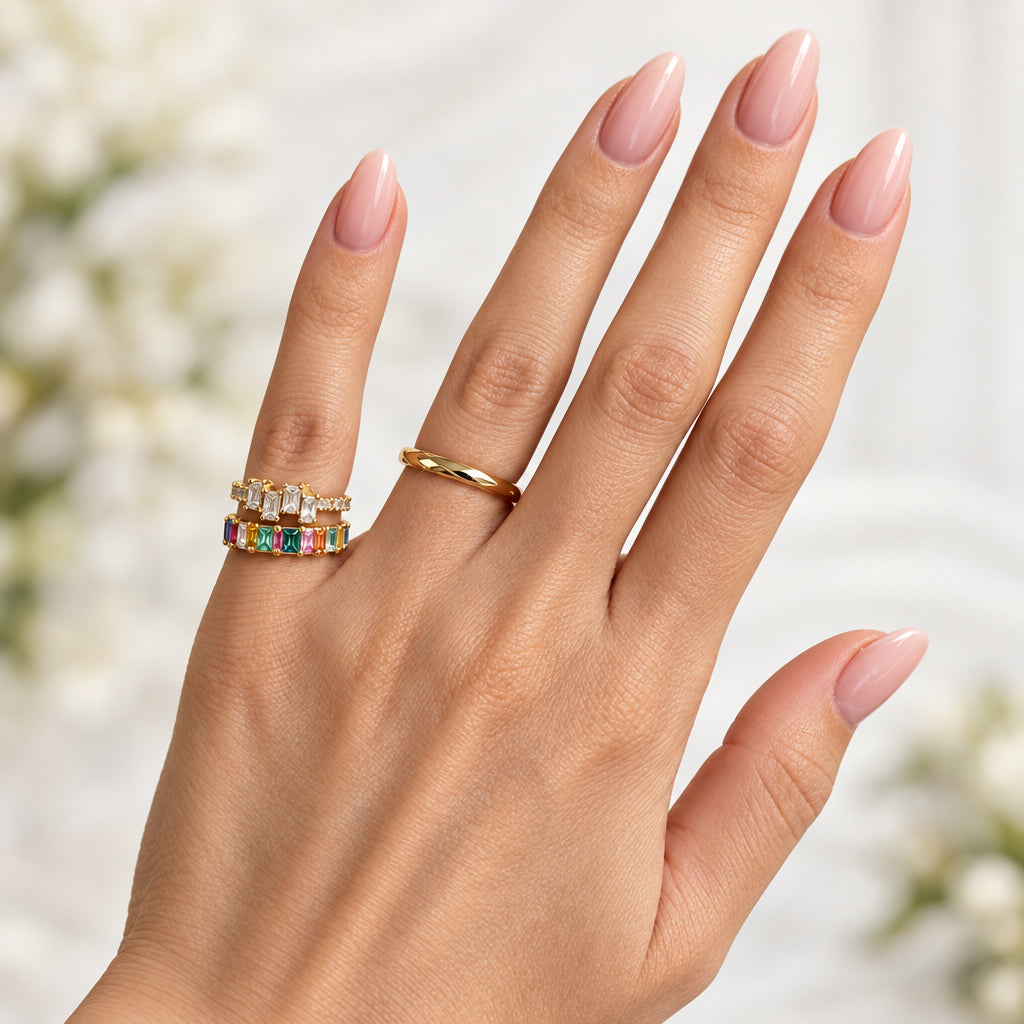 Anello da mignolo regolabile waterproof placcato oro 18K "Twist"