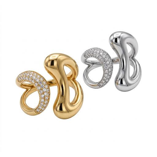 Anello regolabile in acciaio inossidabile waterproof placcato oro 18K "Incontro"