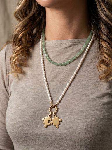 Ciondolo in acciaio inossidabile placcato oro 18K "Puzzle"