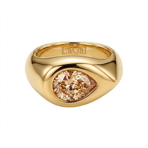 Anello da mignolo in acciaio inossidabile waterproof placcato oro 18K "Goccia"