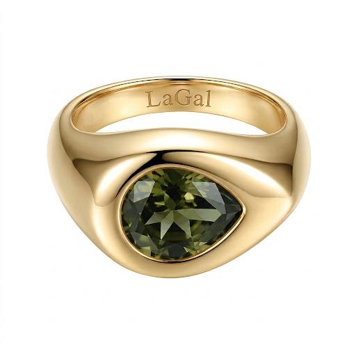 Anello da mignolo in acciaio inossidabile waterproof placcato oro 18K "Goccia"