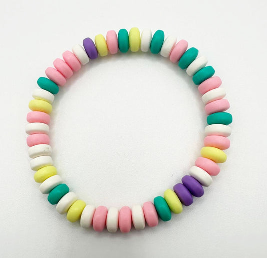 Bracciale con perline di argilla polimerica e acciaio inossidabile "Sugar"
