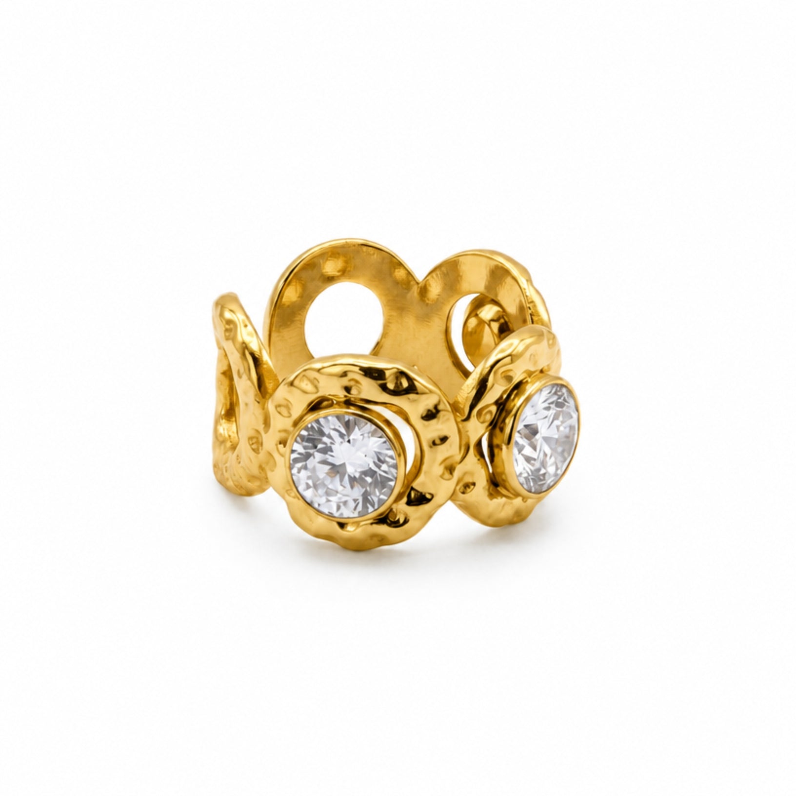 Anello regolabile, anallergico e waterproof placcato oro 18K "Iris"
